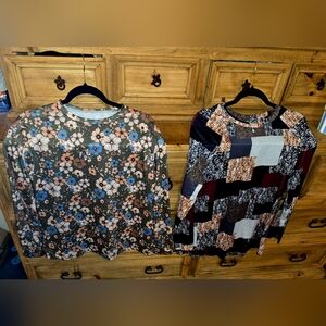 Floral and Patchwork Long Sleeve Tops